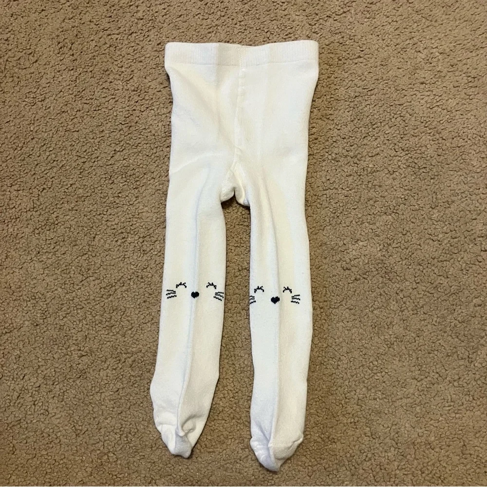 French Connection Baby Girl’s White Cat Knees Tights Sz‎ 3-6 Months *LIKE NEW*